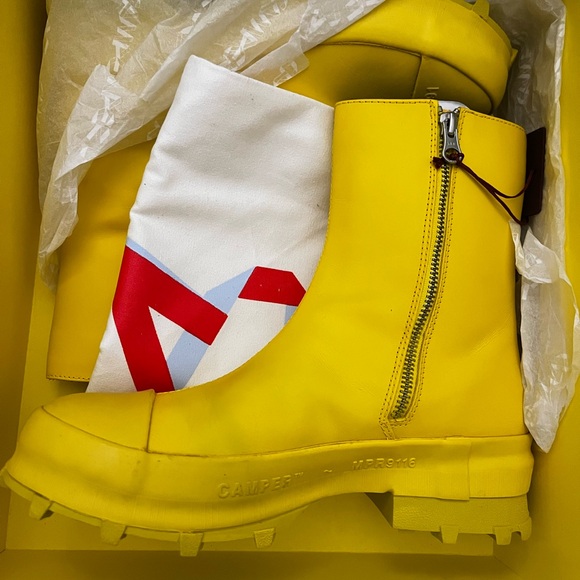Camper Leather Traktori Bootie In Yellow Sz EU 39, US 6, UK 5.5 - Picture 4 of 7